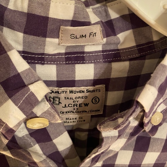 Men’s small slim fit J Crew purple/white plaid button down - Picture 5 of 5